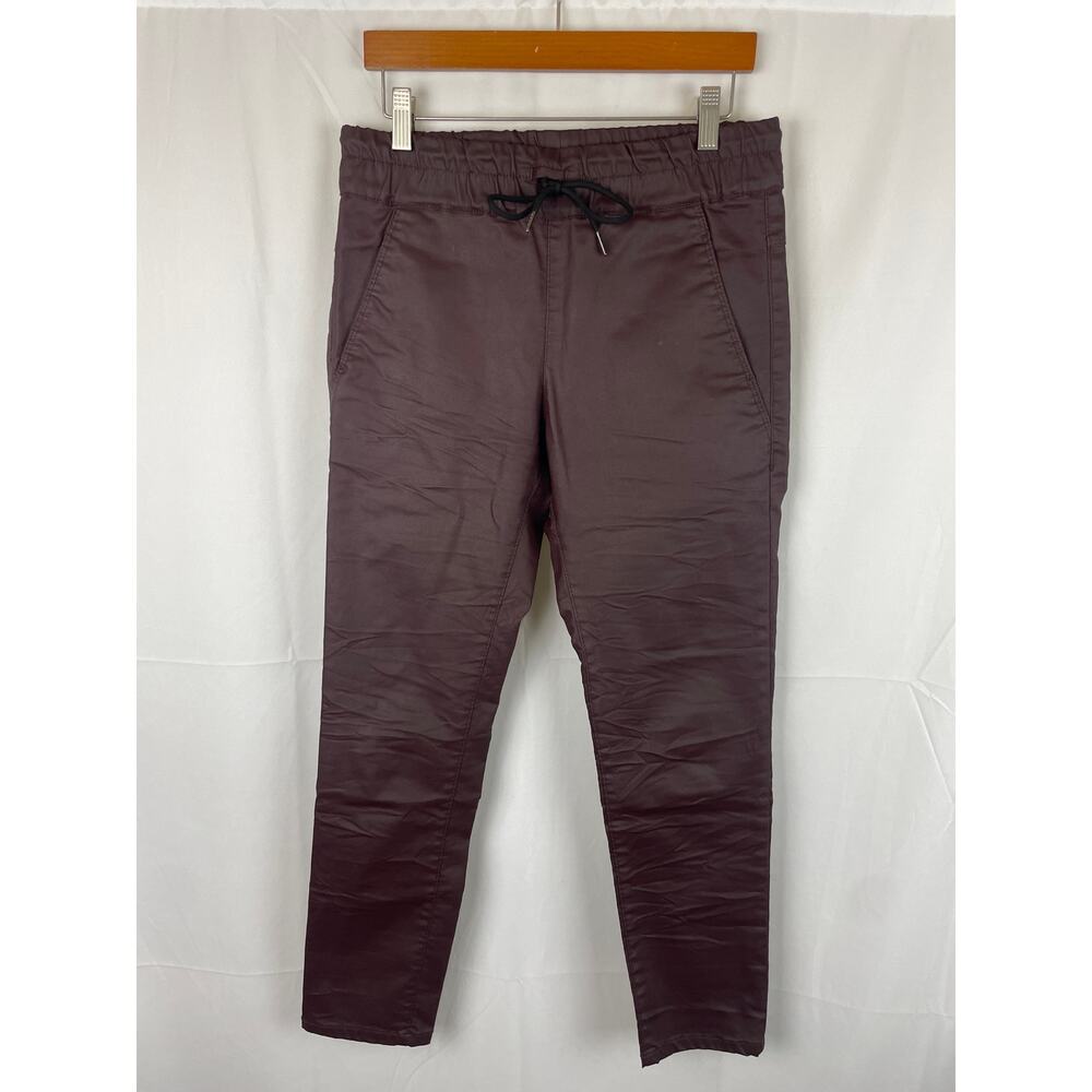 Bevy Flog Shely Waxed Cotton Drawstring Pants Burgundy Red 26 (Measures 28)